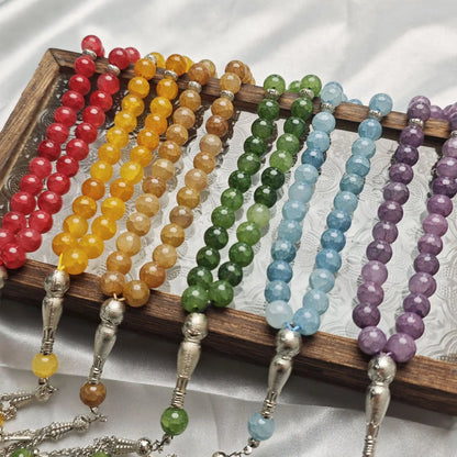 Muslim Islamic Prayer Beads 6 strands Handmade 10mm 33 Natural Stone Rosary Bracelet Women Arabic Ramadan Eid Festival Gifts New