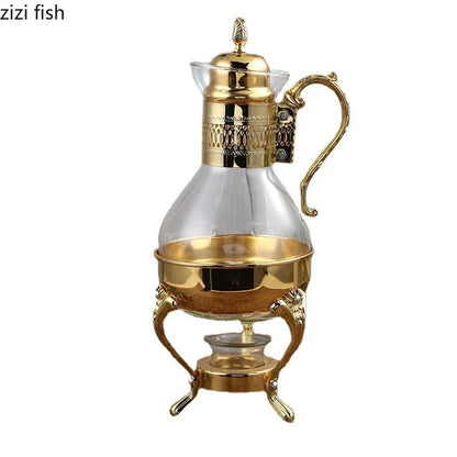 Glass & Metal Teapot – Heated Coffee Kettle, Flower Tea & Juice Maker