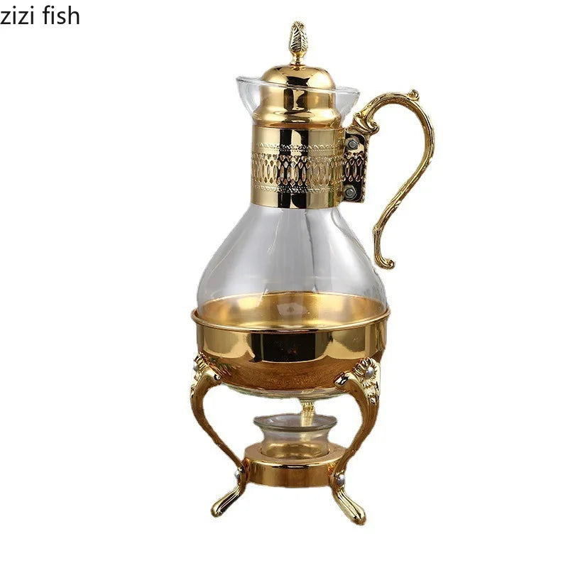 Glass & Metal Teapot – Heated Coffee Kettle, Flower Tea & Juice Maker