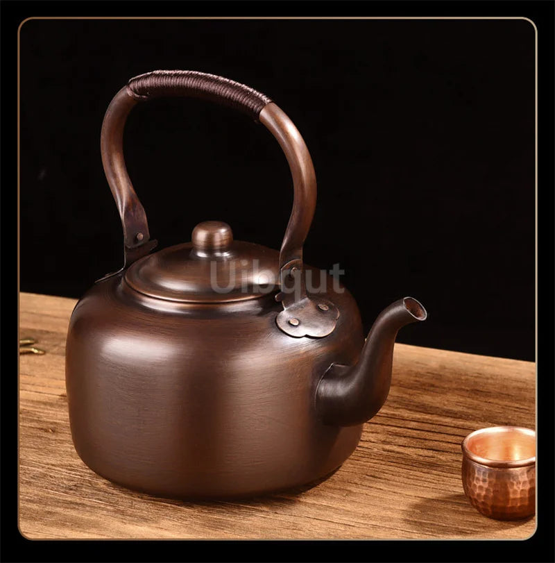 3L Pure Red Copper Boiling Kettle Handmade Vintage Copper Pot Home Teapot For Gas/Induction Cooker Tea Infuser Health Tea Kettle