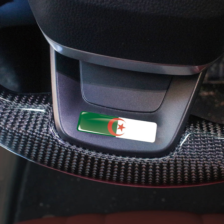 Algeria Flag 3D Epoxy Car Sticker – Steering Wheel & Motorcycle Decal