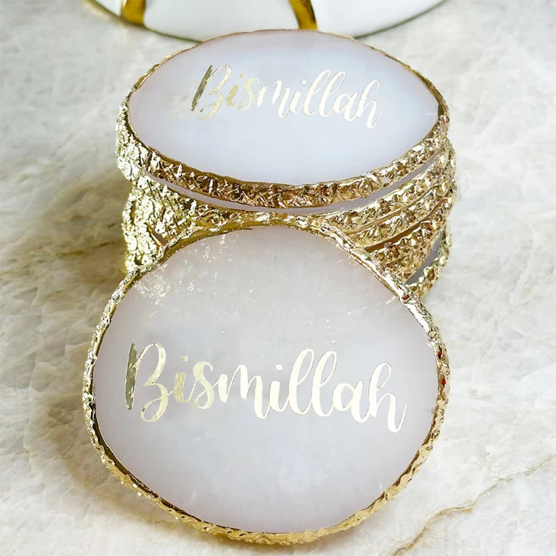 Bismillah gold Coaster suhoor Iftar Muslim Islamic Ramadan Kareem Eid Mubarak housewarming wedding table decoration gift Present