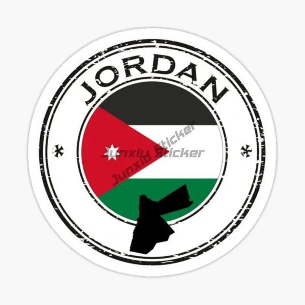Jordan Flag Emblem Stickers – Waterproof PVC Decals for Car, Laptop & Helmet