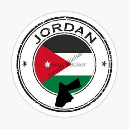 Jordan Flag Emblem Stickers – Waterproof PVC Decals for Car, Laptop & Helmet