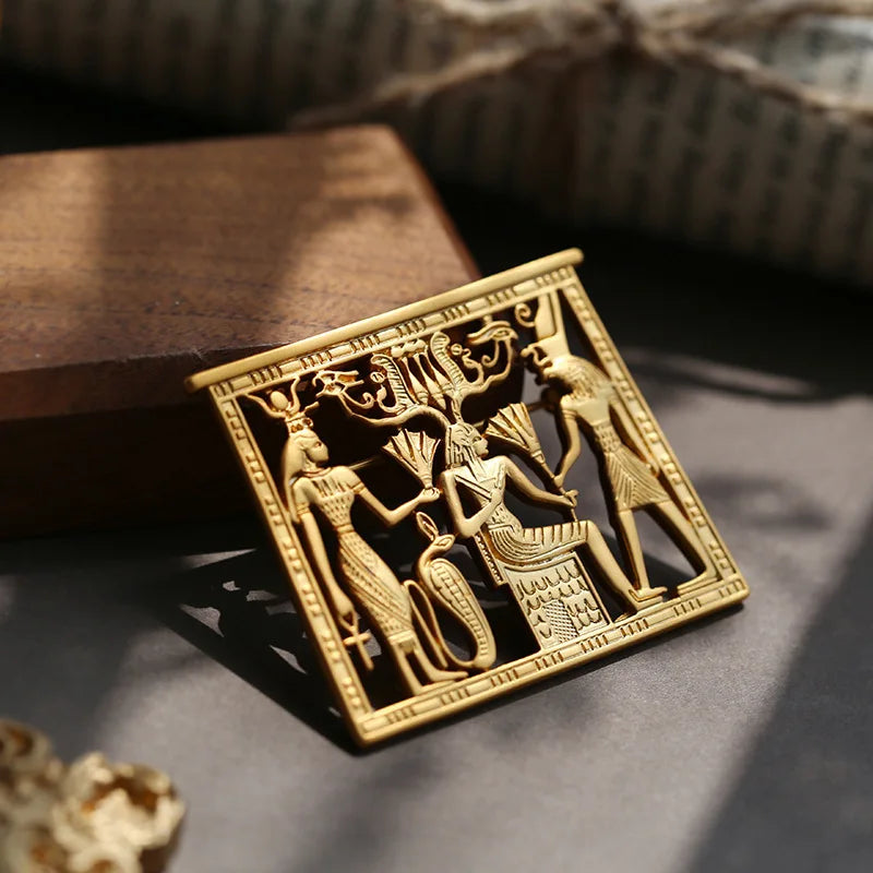 Hollow Square Pharaoh Brooch – Classic Egyptian Badge Pin for Men & Women