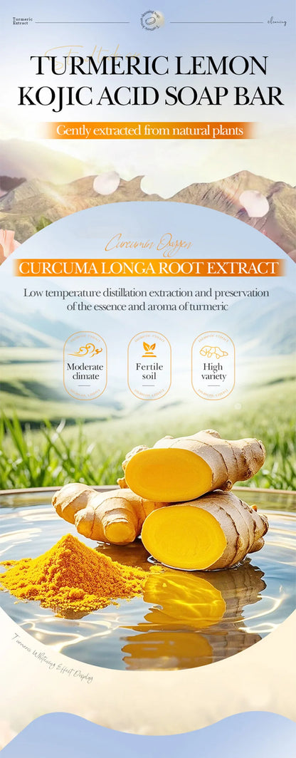 2Pcs/Turmeric Lemon Kojic Acid Deep Cleaning Scrub Soap For Oil Control Acne Removal, Brightening Plant Essential Oil Soap