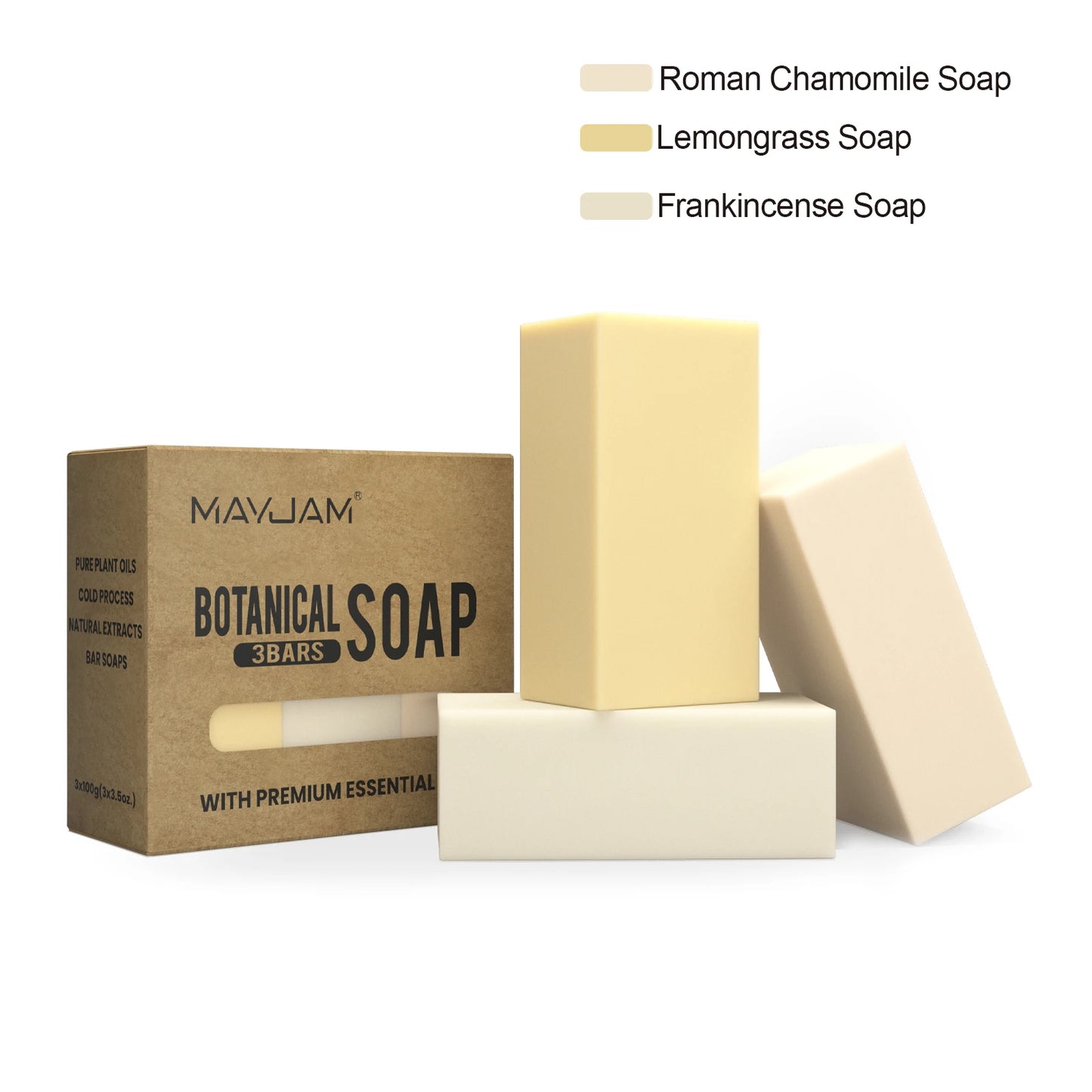 Handmade Soap Gift Set 3 Pack of Essential Oil Soap Chamomile Tea tree Lemongrass Frankincense Clary Sage Scented Soap Cleaning