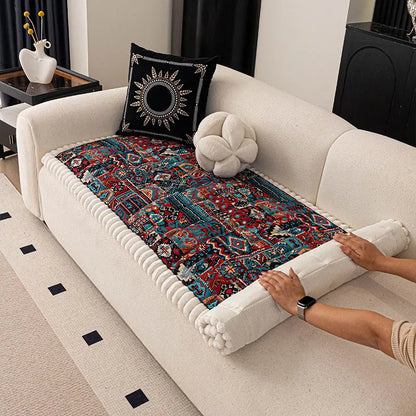 1PC-Autumn and winter thick Bohemian style anti slip sofa cushion 2025 new simple and high-end ethnic style cushion