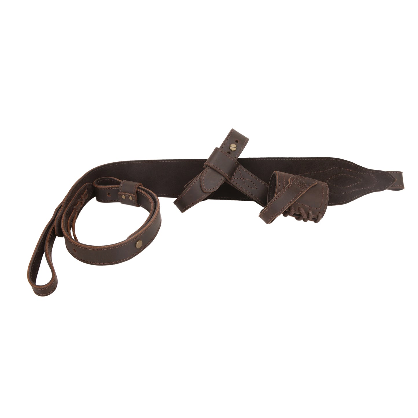 WAYNE'S DOG 1 Combo LeatherRifle Gun No Drill Harnessed Buttstock Holder with Barrel Mount with Matched Gun Sling Shoulder Strap