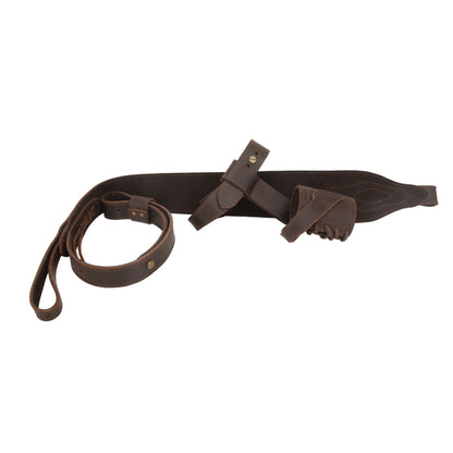 WAYNE'S DOG 1 Combo LeatherRifle Gun No Drill Harnessed Buttstock Holder with Barrel Mount with Matched Gun Sling Shoulder Strap