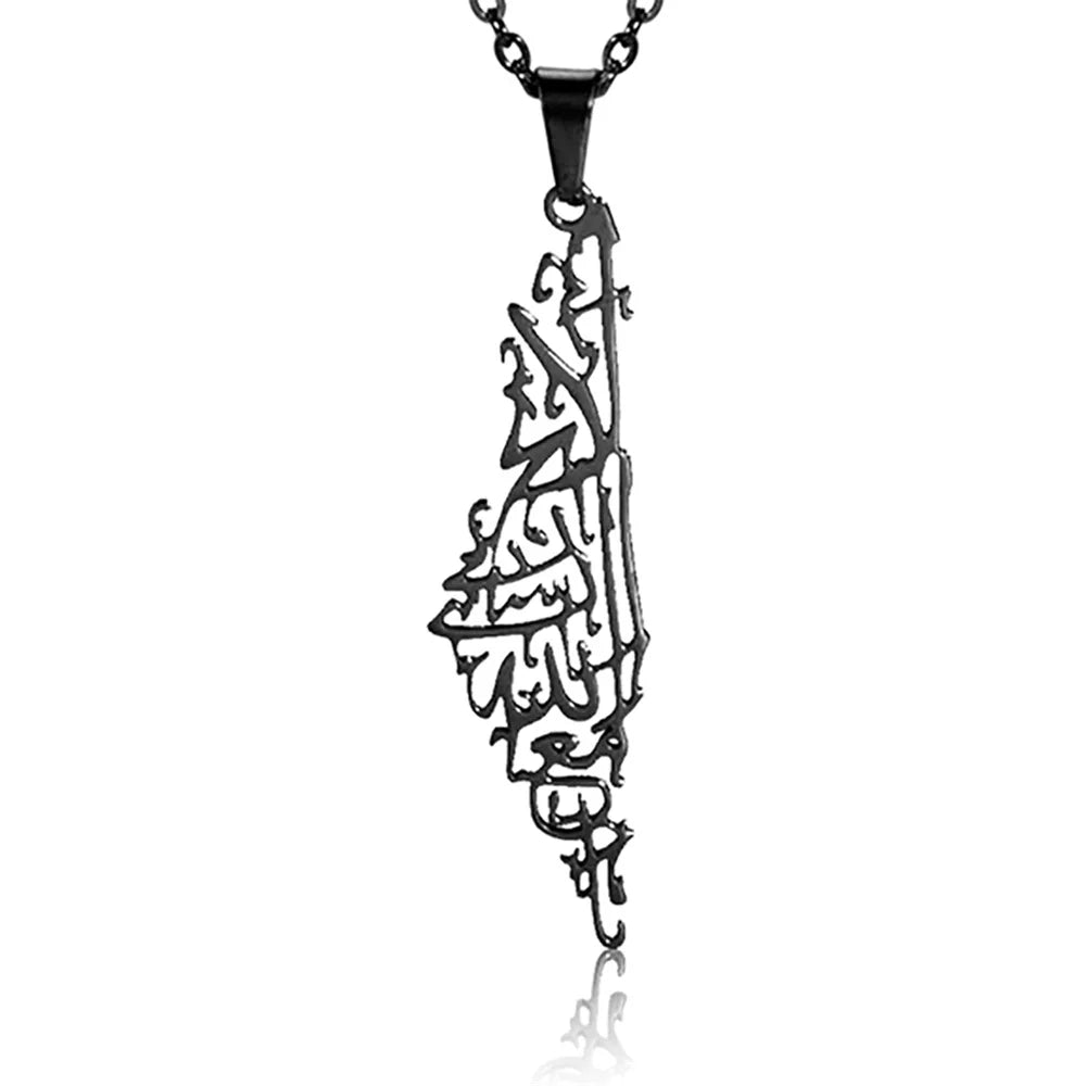 My Shape Palestine Map Pendant Necklaces for Women Men Stainless Steel Hollow Map Necklace Choker Chain Male Jewelry Wholesale