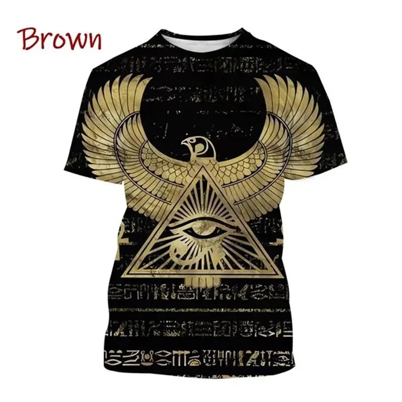 Horus Eye & Pharaoh 3D T-Shirt – Unisex Egyptian Streetwear Summer Tee