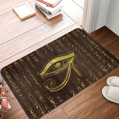 Egyptian Cats & Ankh Doormat – Anti-Slip Entrance Rug, Ancient Egypt Home Decor