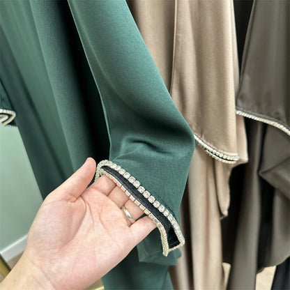 Eid Muslim Kaftan Satin Batwing Abaya Dubai Luxury Arabic African Dresses Abayas For Women Caftan Marocain Robe Femme Musulmane