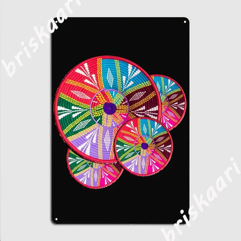 Ethiopian Patterns Metal Signs Wall Mural Customize Ethiopian Cultural Colorful Traditional Habesha Art Work Tin sign Posters