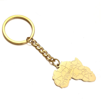 Africa Map Keychain – Stainless Steel Hip-Hop Jewelry, Morocco to South Africa