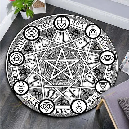 Cartoon Magic Circle, Celestial Star Pattern, Dark Series Theme, Home Decorative Round Carpet, Game Room Floor Mat