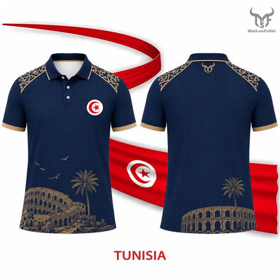 Tunisia 2026 Flag & Landmark Polo – Classic Lapel Button Top, Unisex Streetwear