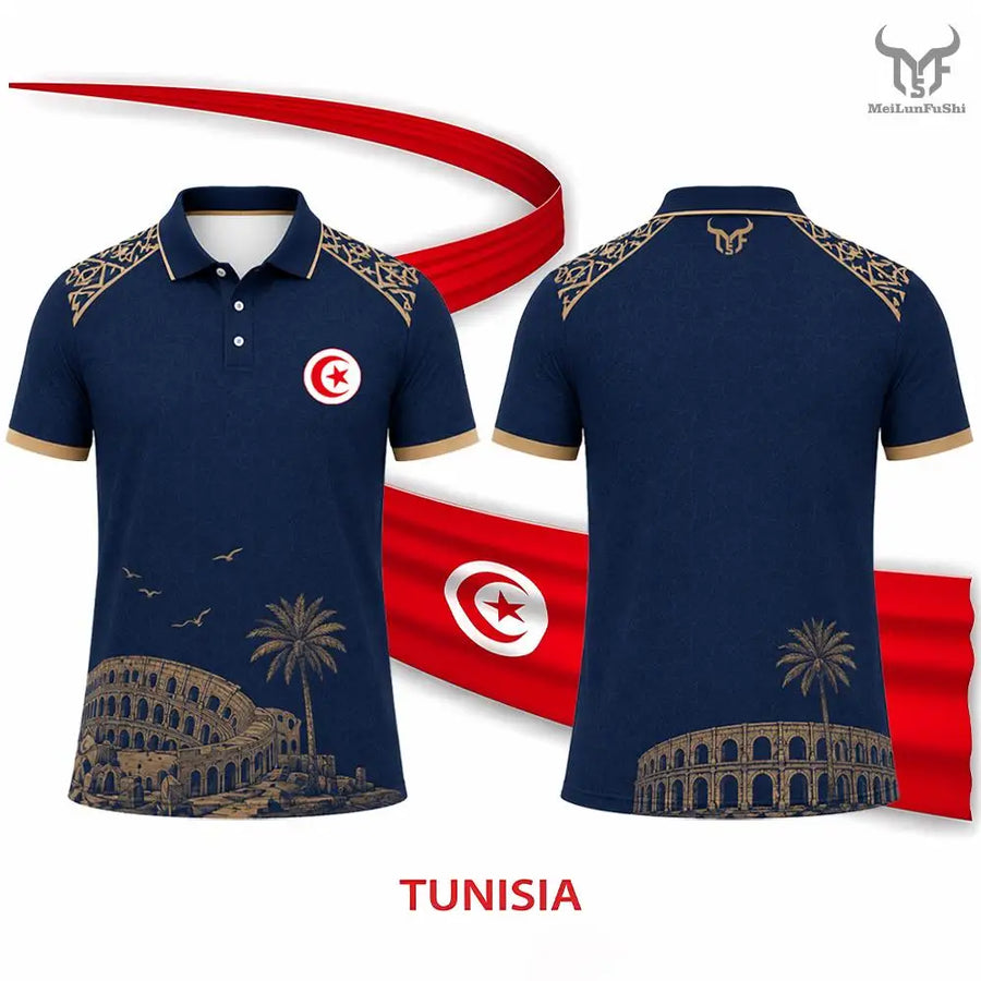 Tunisia 2026 Flag & Landmark Polo – Classic Lapel Button Top, Unisex Streetwear