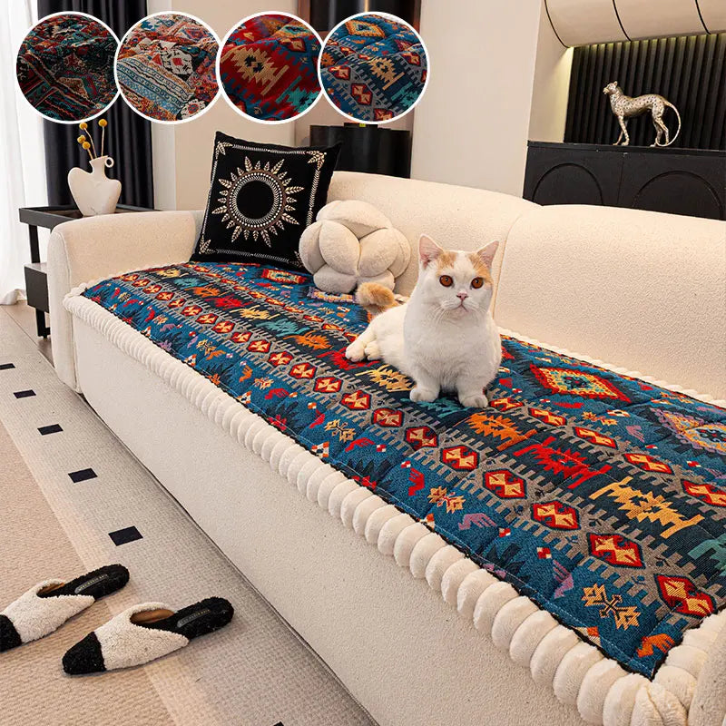 1PC-Autumn and winter thick Bohemian style anti slip sofa cushion 2025 new simple and high-end ethnic style cushion