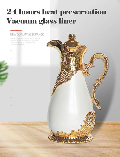 2024 New Arabian Vacuum Flask 800ml Middle Eastern Style Restaurant Home Glass Liner Hot Water Kettle 24 Hours Thermos Bottle