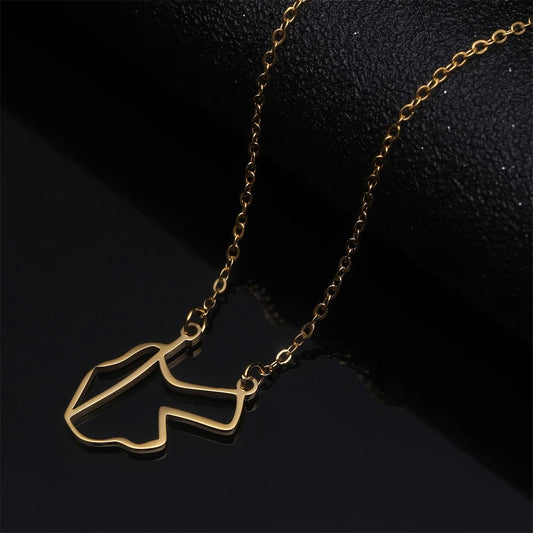 Jordan Map Outline Pendant – Gold-Tone Country Necklace for Men & Women