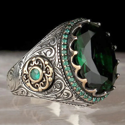 Turkish Men's Ring Vintage Black Zircon Fashion Punk Wind Islamic Religious Muslim Jewelry