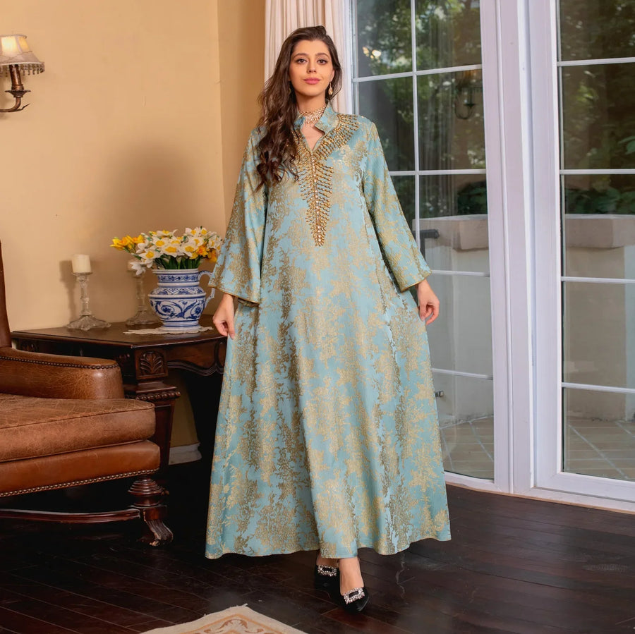 Eid Radiance – Beaded Collar Abaya for the Arab Woman in America