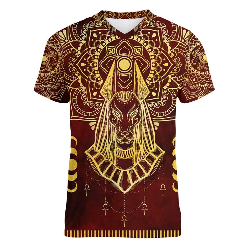 3D Pharaoh Graphic T-Shirt – Men's Egyptian History V-Neck Tee
