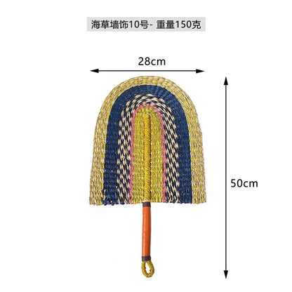 Seaweed woven Nordic hand-woven decoration home wall hanging living room porch background home wall fan pendant