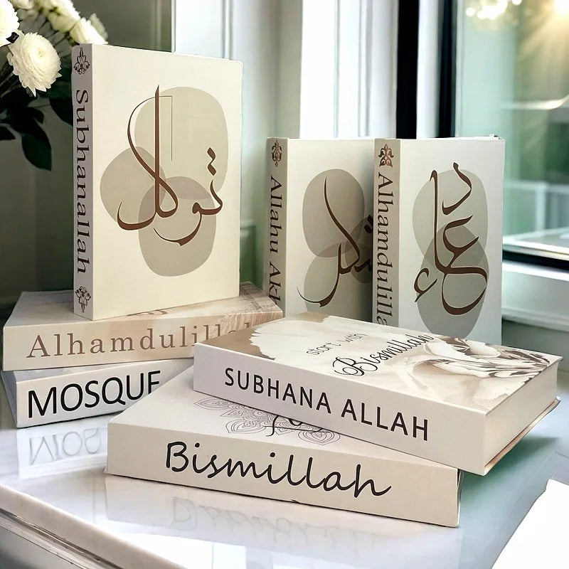 Islamic Ramadan Luxury Fake Book Storage Box Decorative Books Kaaba Mosque Muslims Arch Moroccan Coffee Table Shelf Home Decor