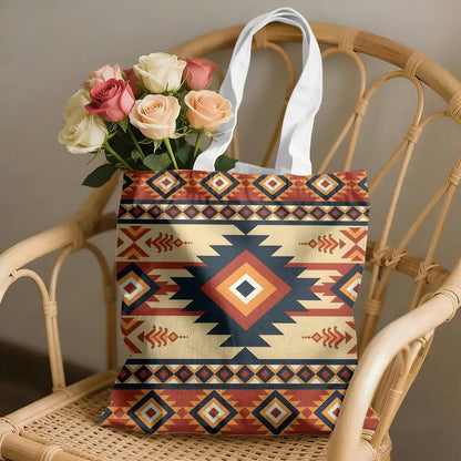 Azteca Nomad – Navajo Pattern Double-Sided Canvas Shoulder Tote