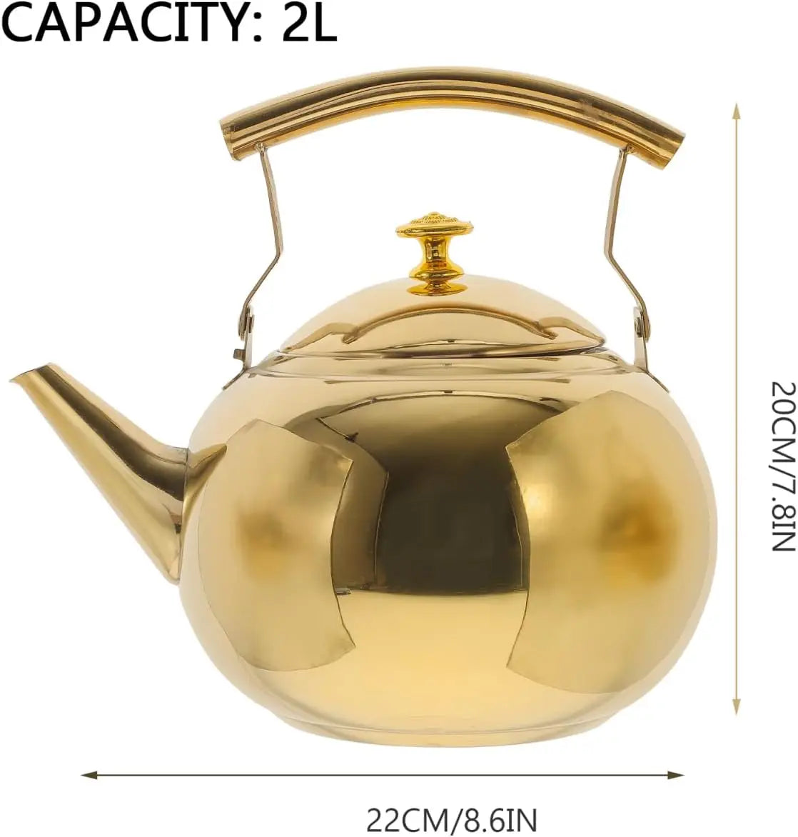Stove Top Whistling Tea Kettle Stainless Steel Teapot Teakettle for Stove Top Infusers Included Gold 2L