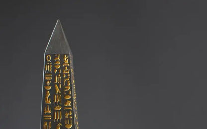 Gold-Plated Egyptian Obelisk – Resin Hieroglyphic Monument, Ancient Civilization Decor