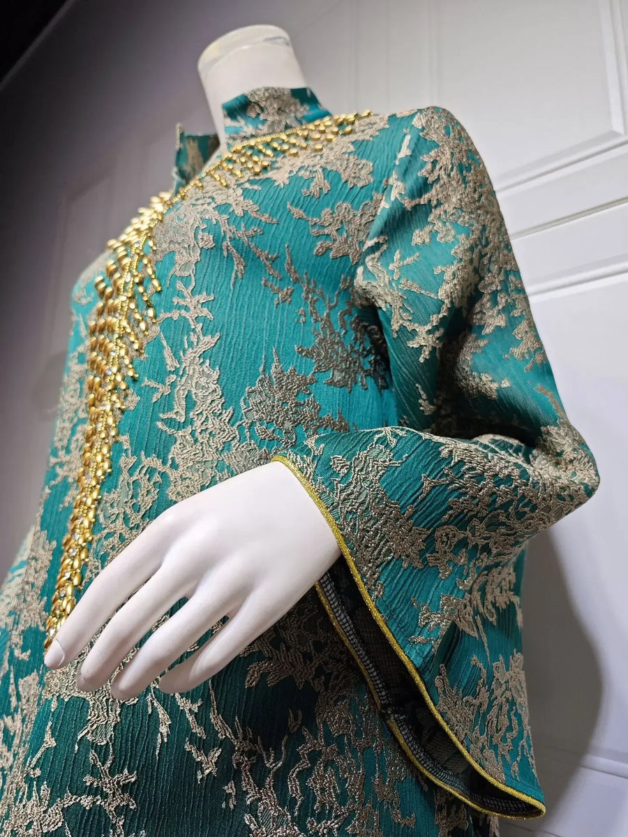 Eid Radiance – Beaded Collar Abaya for the Arab Woman in America