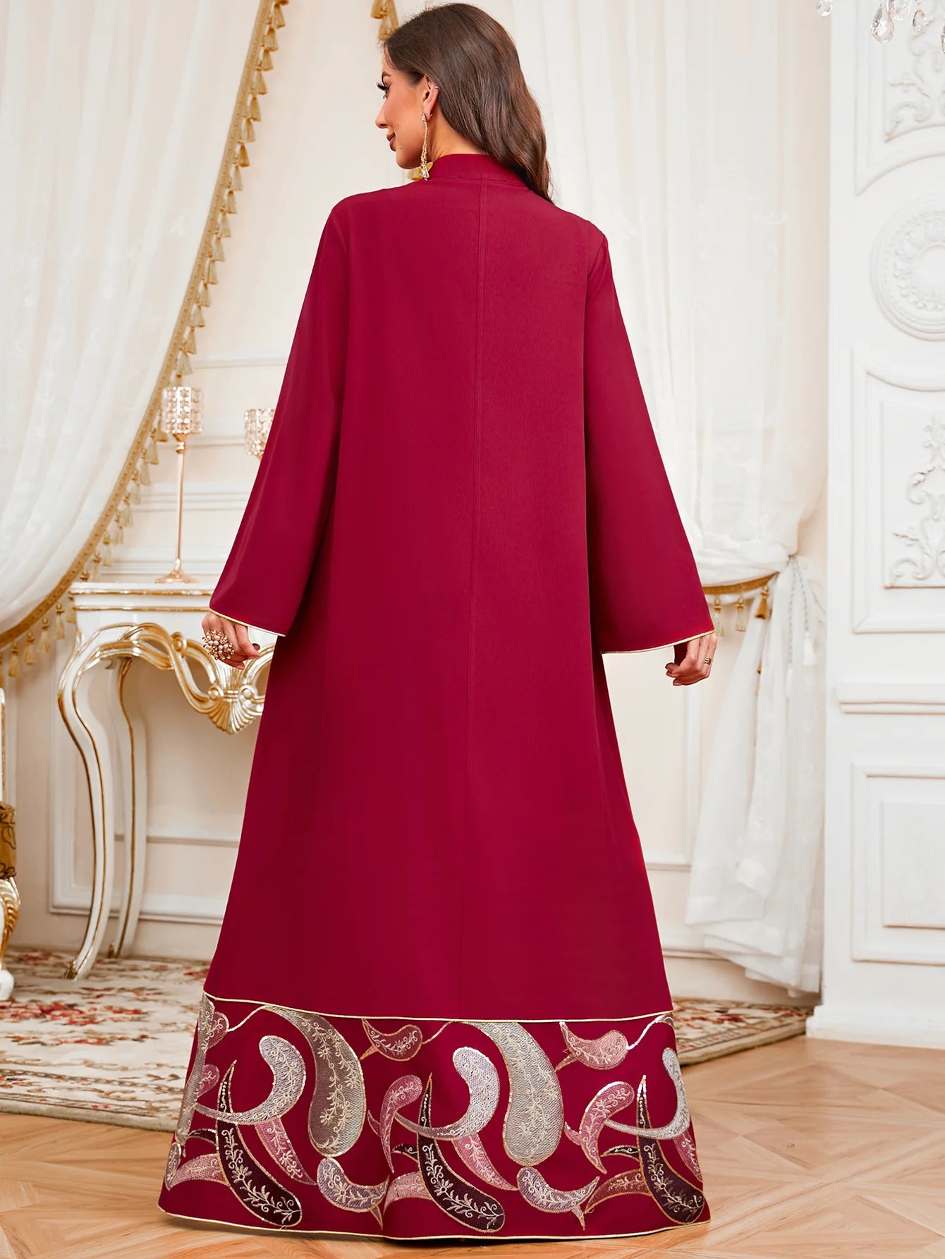 Elegant Eid Muslim Evening Party Jalabiya Marocain Dress Ramadan Arabic Embroidery Abaya Islamic Turkish Moroccan Kaftan Gown