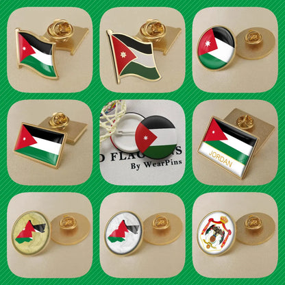 Jordan National Symbols Brooch Set – Map, Flag, Emblem & Flower Lapel Pins