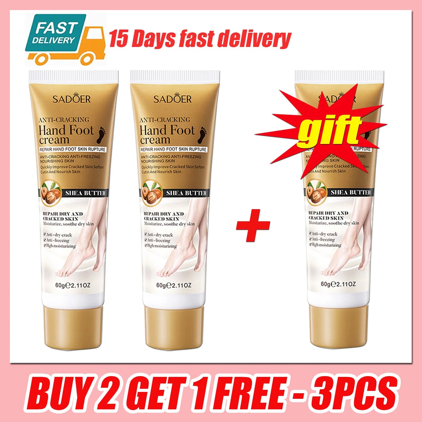 SADOER Shea Butter Foot Cream Moisturizing Anti Wrinkles Anti-Drying Heel Repair Removal Dead Skin Hands and Feet Skin Care