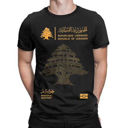 Lebanese Lebanon Passport Flag Men T Shirt  Vintage Tee Shirt Short Sleeve Round Neck T-Shirt Pure Cotton New Arrival Clothes