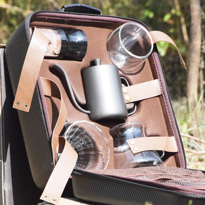 The Luxe Brew – Coffee Gift Box Set with Grinder & Glass Drip Filter