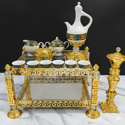 Newest Design Decorative Metal Ethiopian Mid-East Coffee & Tea Set Rekebot Coffee Table with Jebena Holder