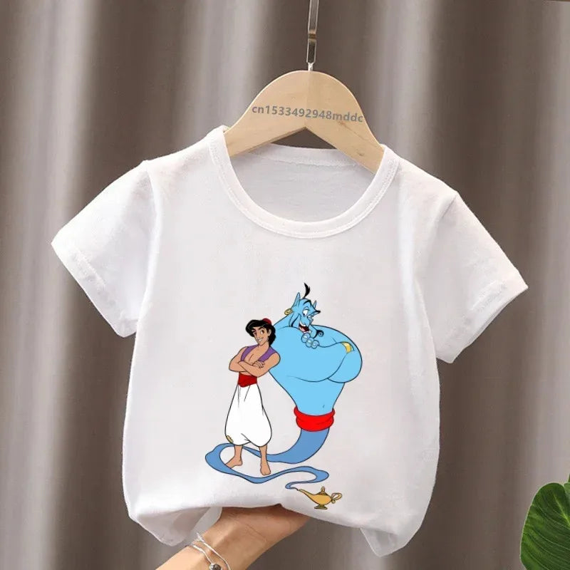 Hot Sale Aladdin Jasmine Princess Print Cartoon Kids T-Shirts Girls Clothes Baby Boys Short Sleeve T shirt Summer Children Topsr
