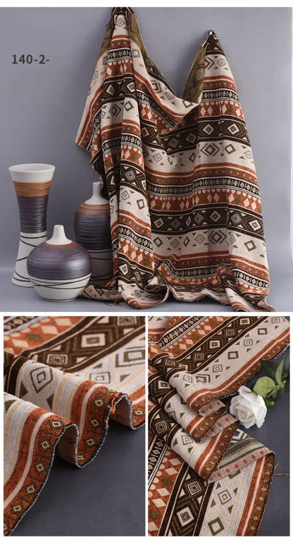 148x100cm Thickener Chenille Jacquard Sofa Fabric Cloth Stripe Luxury Anti-Slip Sofa Cover Boho Fabric Set Luggage DIY Clothing