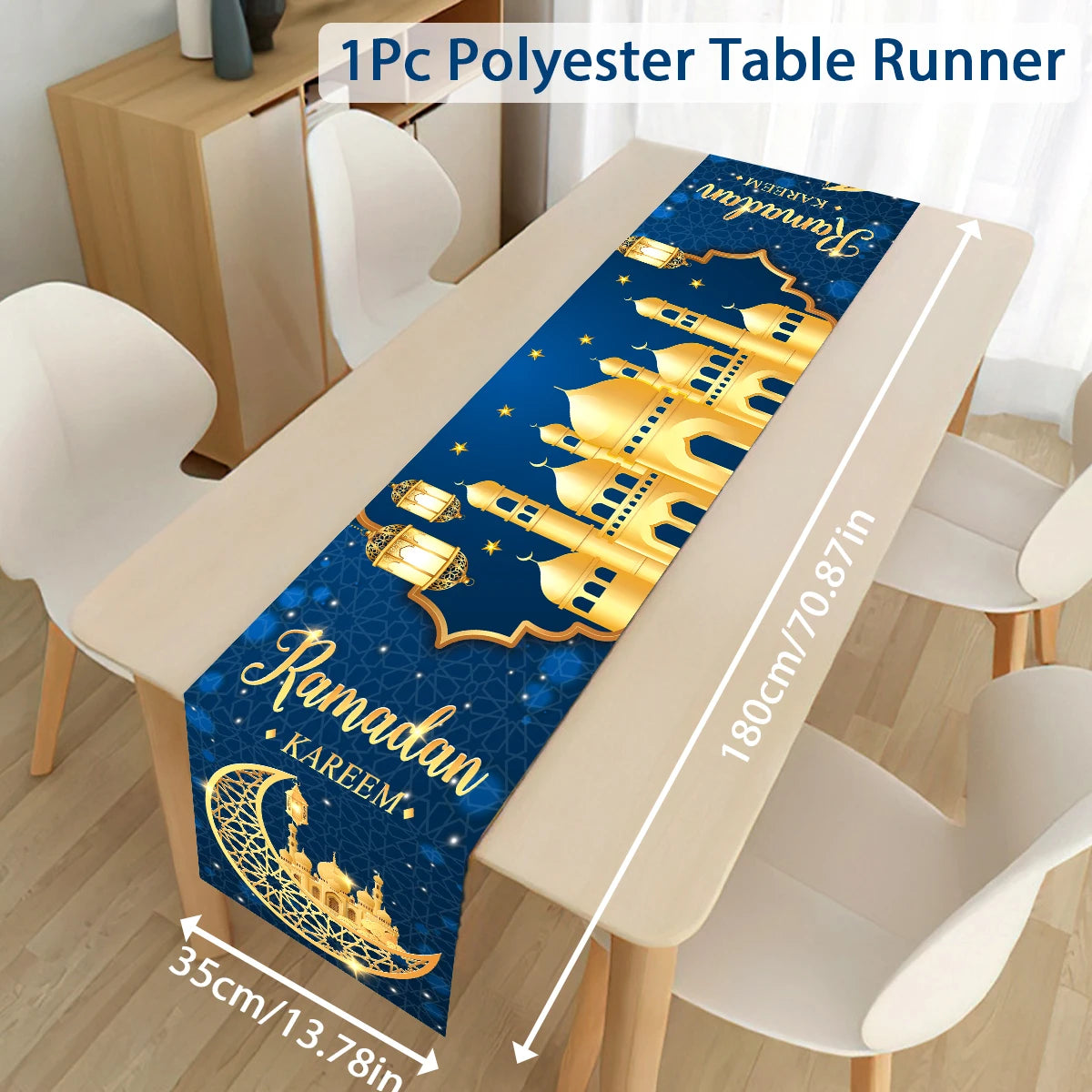 EID Mubarak Decoration Table Runner Ramadan Decor 2024 For Home Tablecloth Ramadan Kareem Islamic Muslim Party Eid Al-Fitr Gifts