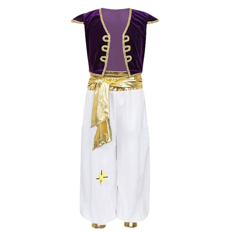 Movie Aladdin Costumes Arabian Prince Aladdin Cosplay Costume Vest Pants Suits Halloween Party Clothes