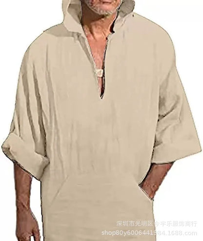 2026 New Muslim Robe Solid Color Retro Arab Islamic Clothing Men Dress Casual Cotton Linen Long Kaftan Middle East Caftan Abayas