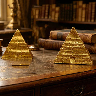 Mini Egyptian Pyramid Pair – 2-Piece Resin Model, Vintage Tabletop Decor