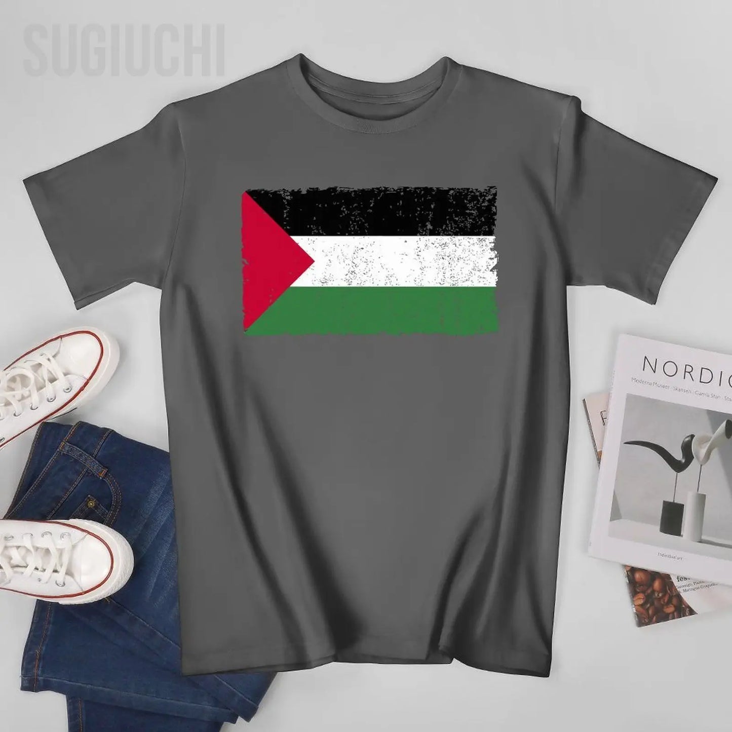 Unisex Men Palestine Flag Proud Palestinian Gaza Arabic Tshirt Tees T Shirts Women Boys 100% Cotton T-Shirt