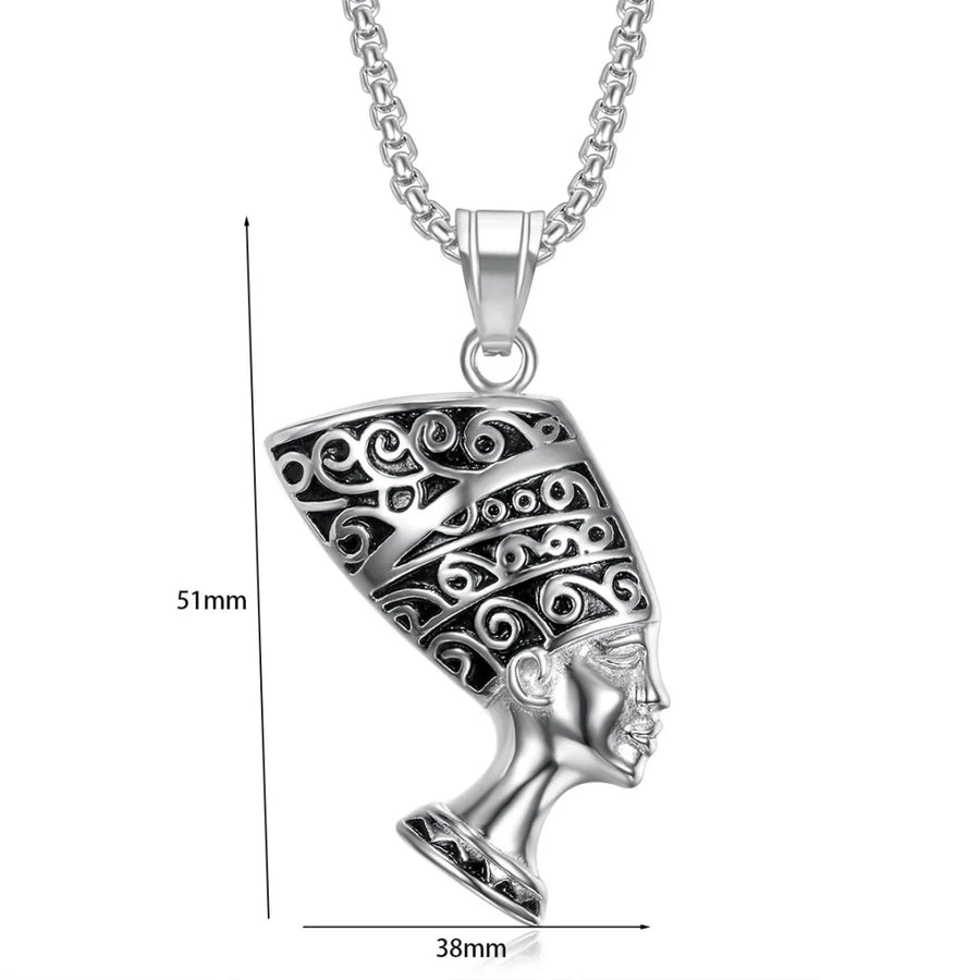 Iced Out Egyptian Ankh & Eagle Pendant – Stainless Steel Pharaoh Necklace for Men & Women