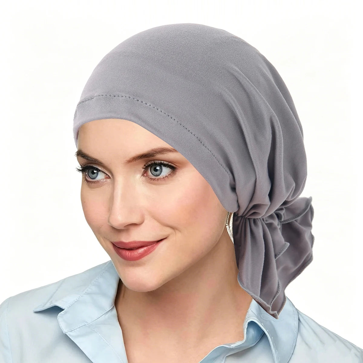 Soft Elastic Women Turban Caps Muslim Headscarf Bonnet Pre-Tied Hijab Headwrap Cap Soft Lady Hair Loss Chemo Cap